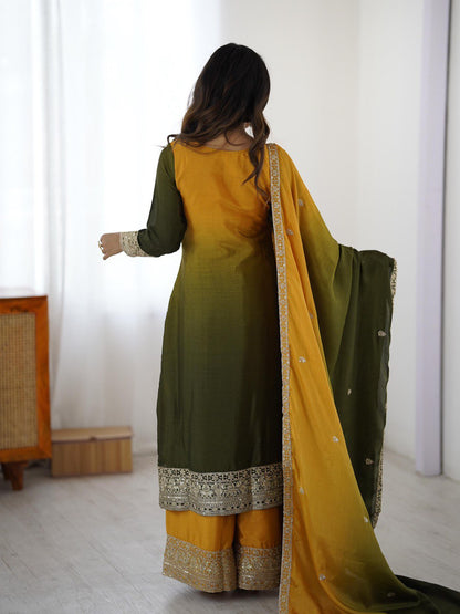 CHINON SILK KURTA PLAZZO WITH DUPATTA