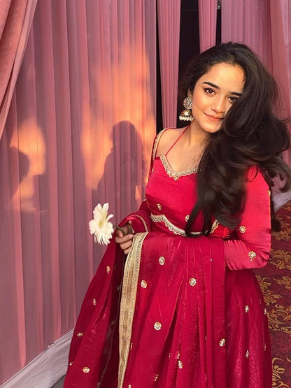 In. CottoM - LAAL ISHQ PURE SILK ANARKALI