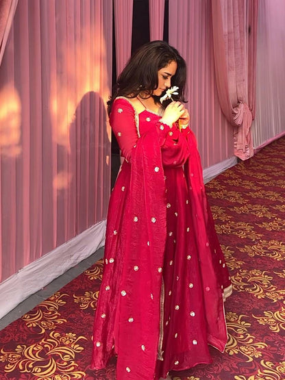 In. CottoM - LAAL ISHQ PURE SILK ANARKALI