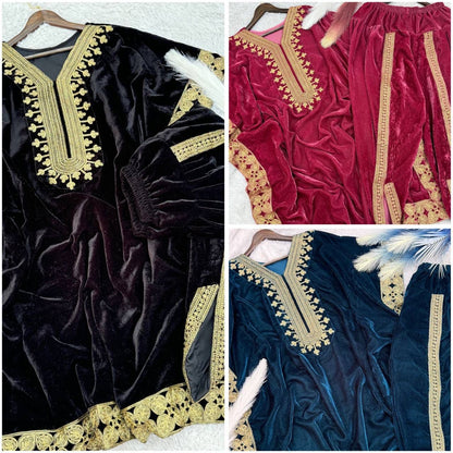 In.CottoM - PURE VELVET KAFTAANS FOR WINTER WARDROBE (FULLY STTITCHED )