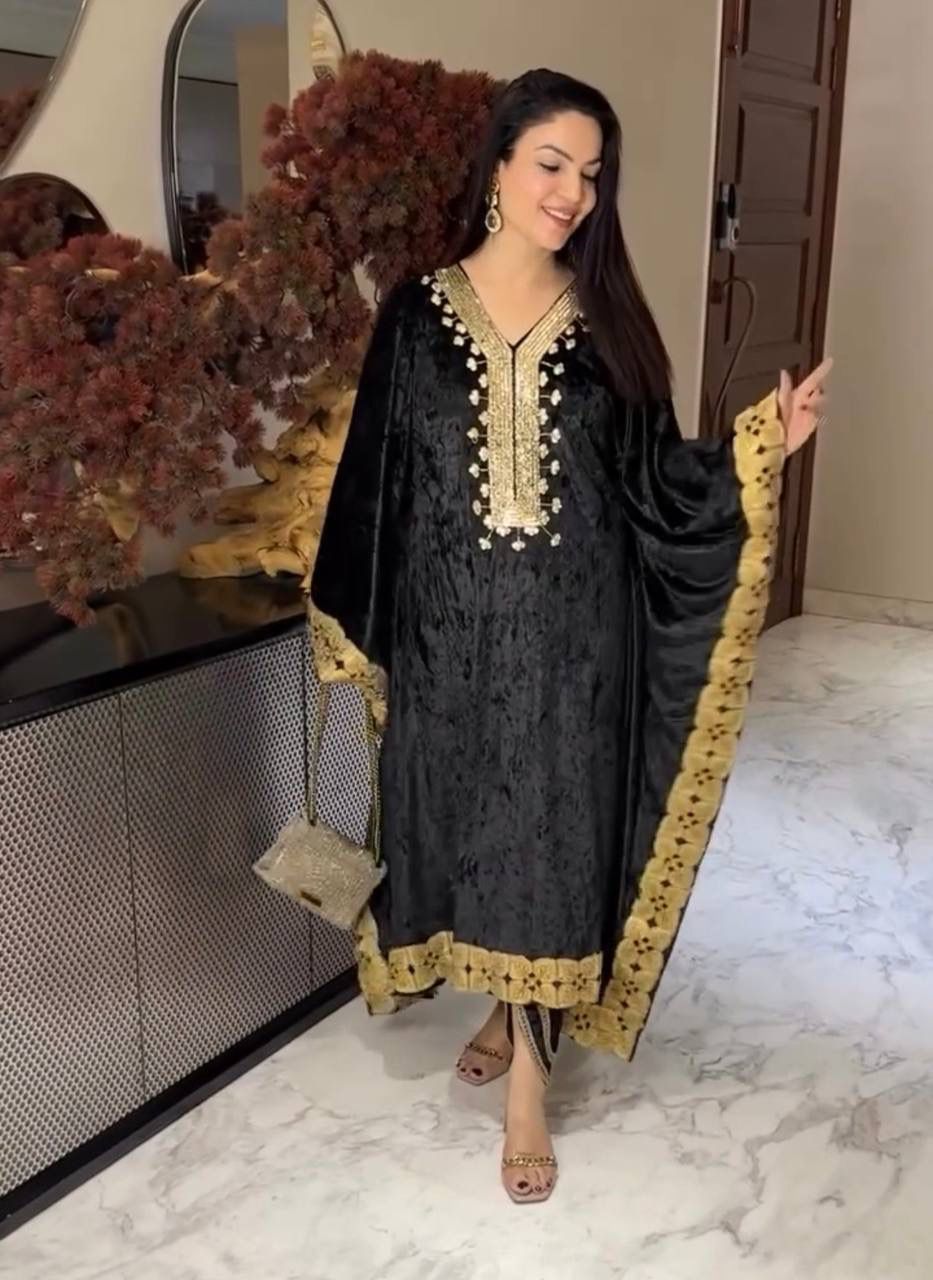 In.CottoM - PURE VELVET KAFTAANS FOR WINTER WARDROBE (FULLY STTITCHED )