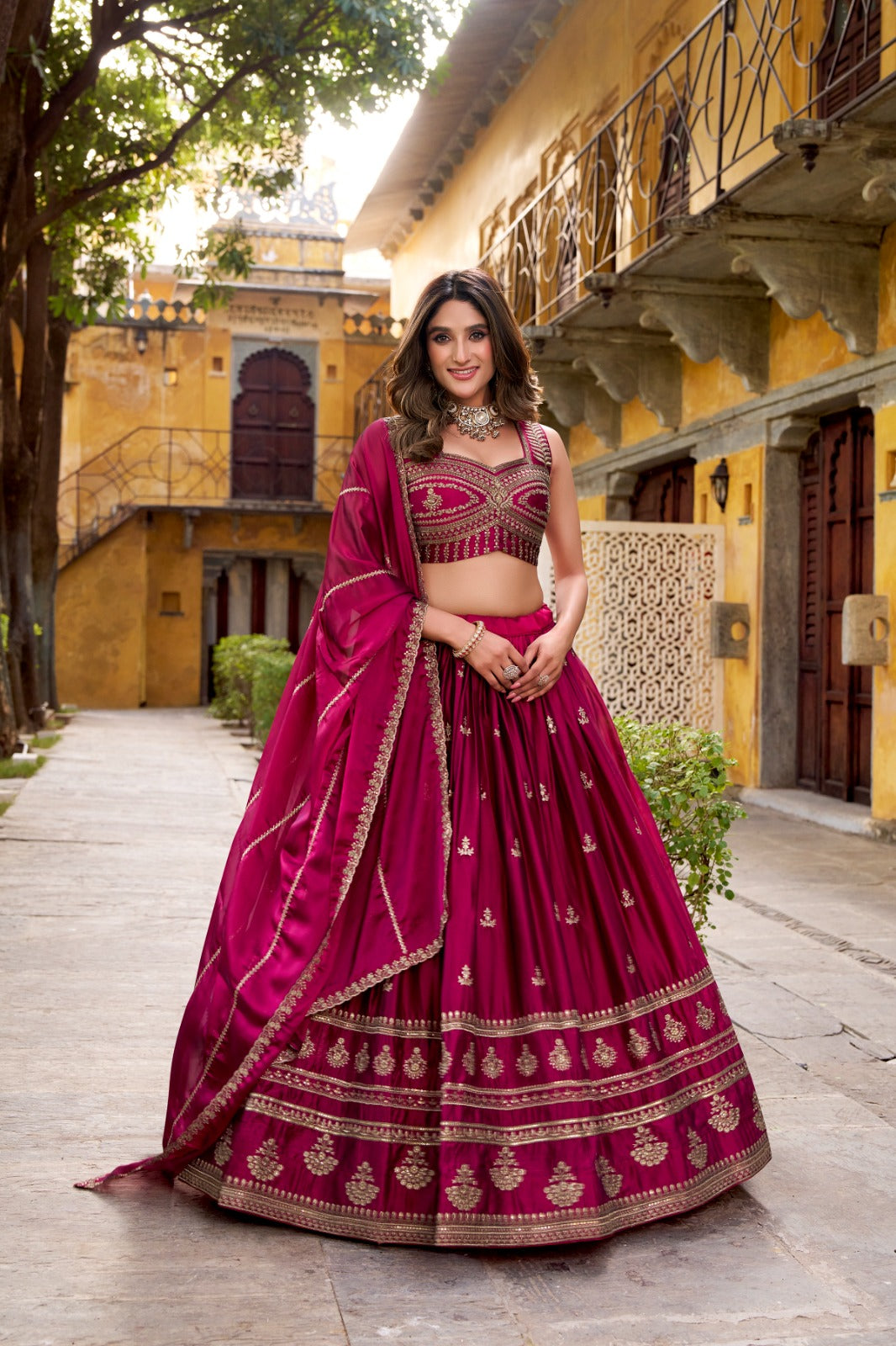 RANI PINK SEQUINS WORK FULLY STTITCHED LEHENGA SET