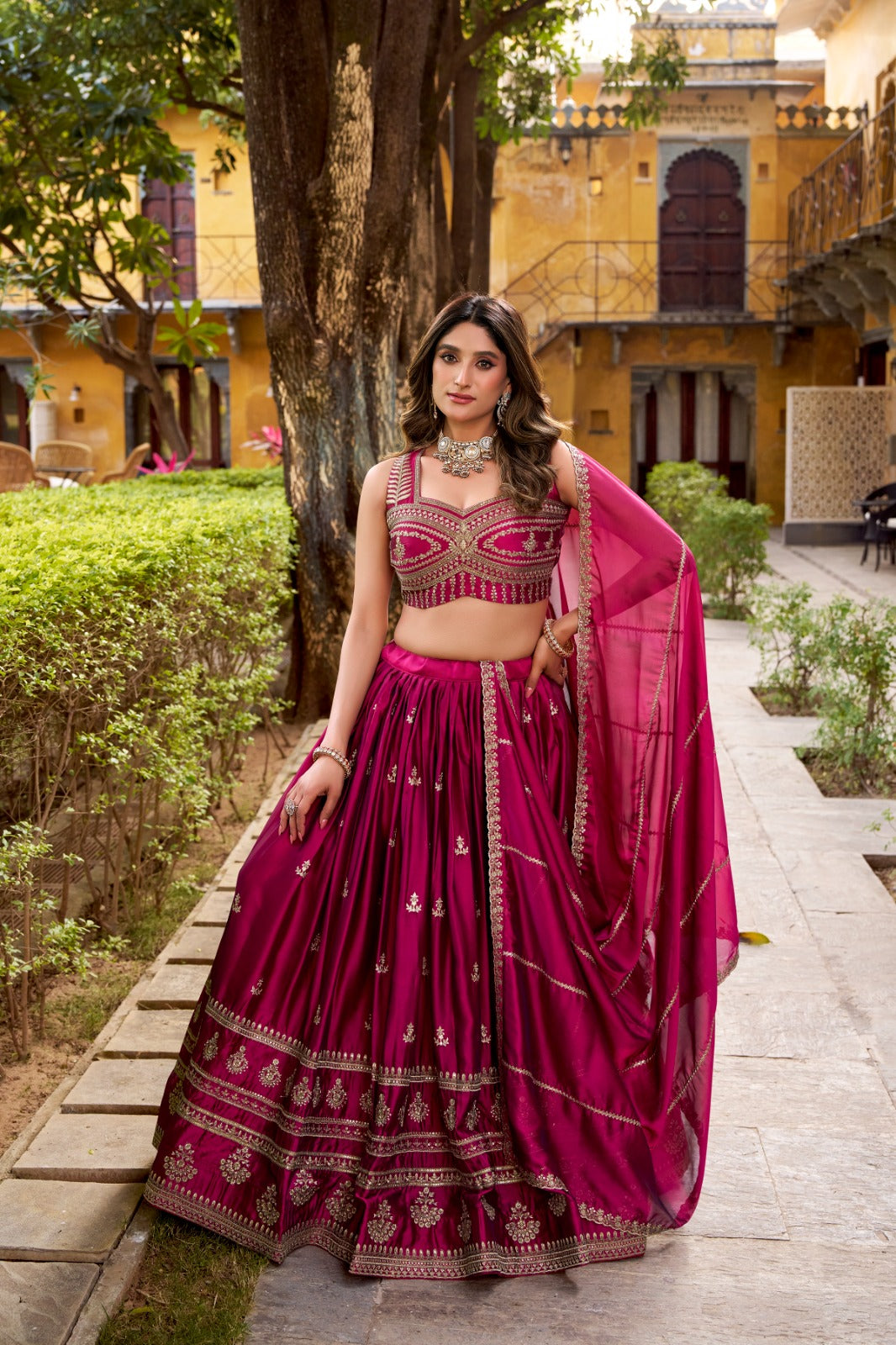 RANI PINK SEQUINS WORK FULLY STTITCHED LEHENGA SET