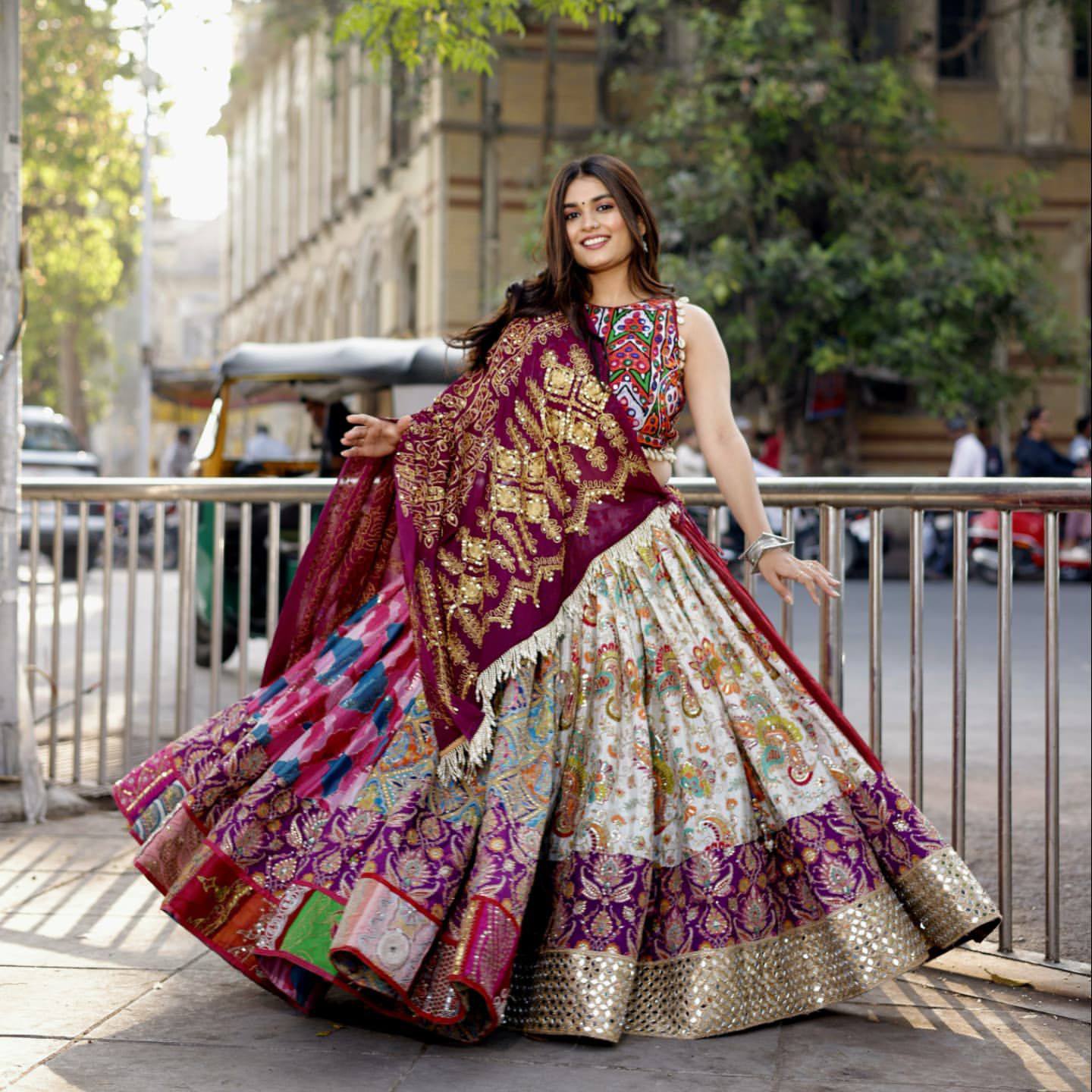 NAVRATRI SPECIAL CHANIYA CHOLI WITH DIGITAL PRINT & REAL MIRROR WORK