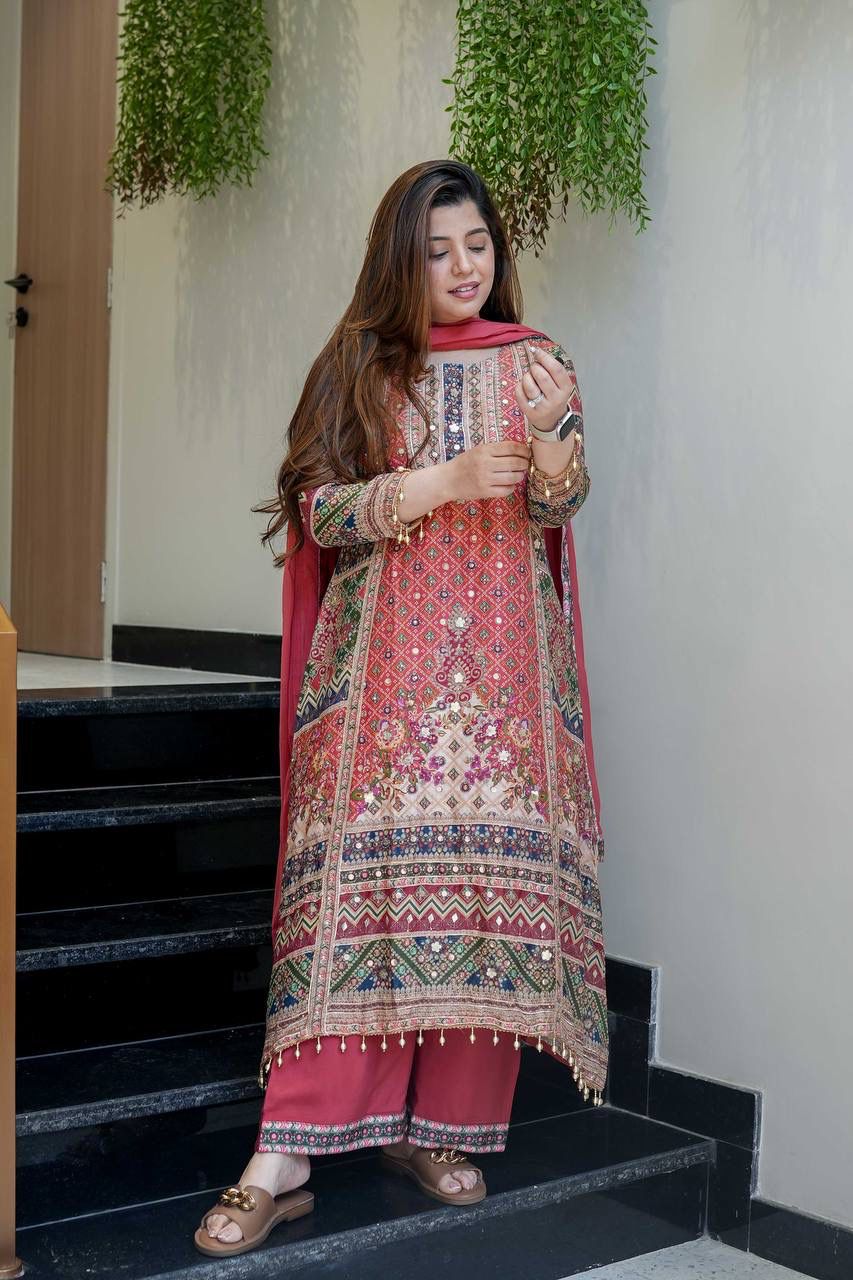 A LINE CHINON SILK 3-PIECE PLAZZO SUIT SET