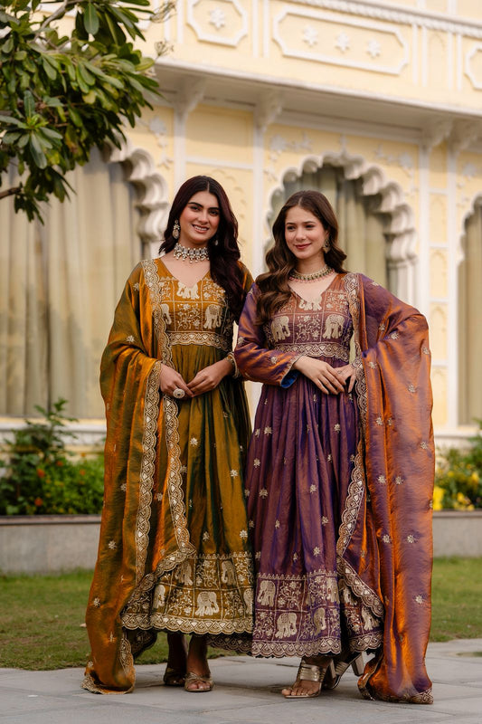 SATIN ANARKALI GOWN WITH EMBROIDERY WORK