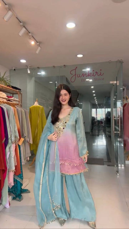 InCottoM - SHARARA KURTA SET WITH DUPATTA
