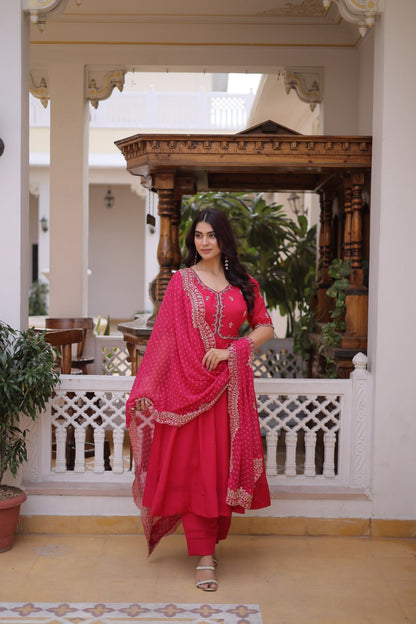 FANCY KURTI SET WITH SEQUINS CUT WORK DUPATTA