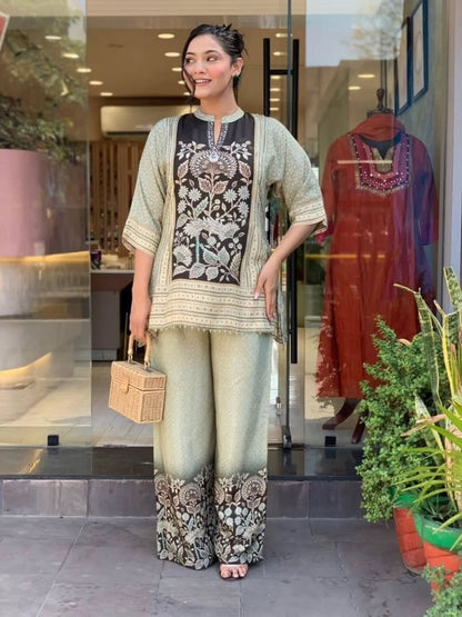 SAGE GREEN SILK  CO-ORD SET