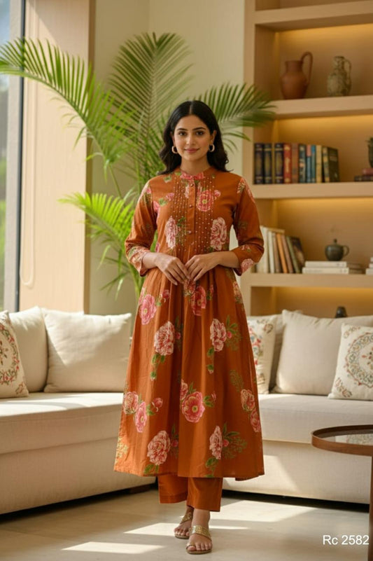 JAIPURI COTTON A-LINE CO-ORD SET FOR WOMEN