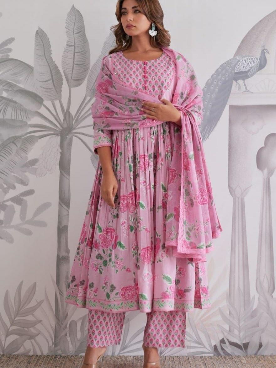 COTTON FLORAL PRINTED ANARKALI