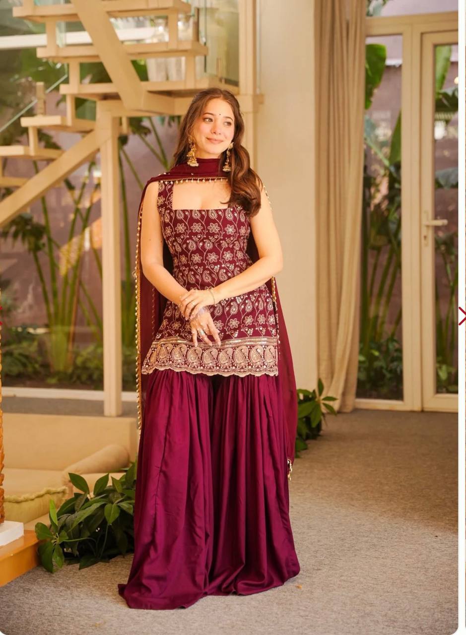 HEAVY EMBROIDERY SHARARA SUIT SET