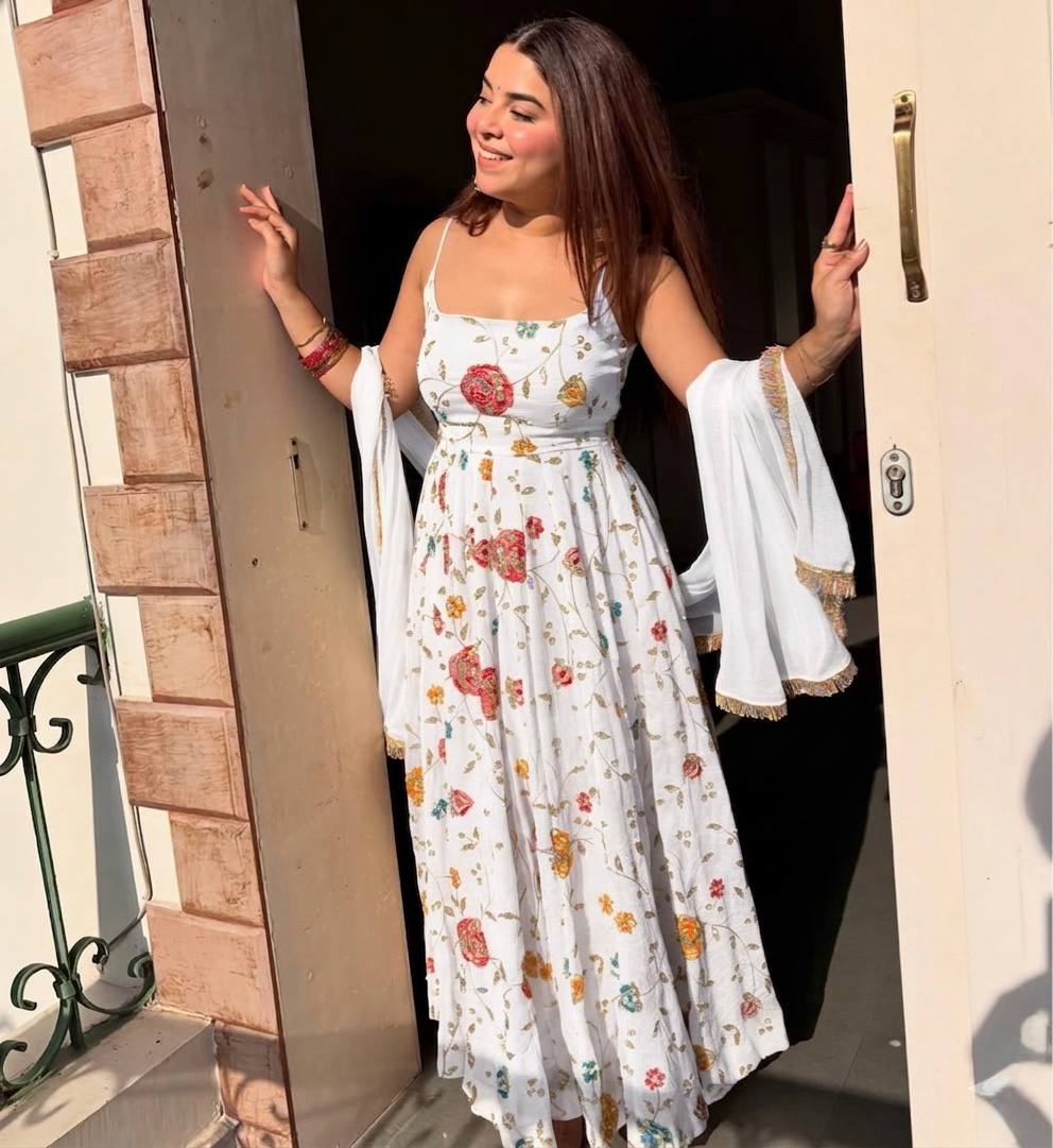 WHITE - ANARKALI GOWN WITH DUPATTA