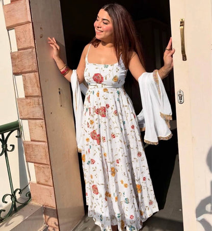 WHITE - ANARKALI GOWN WITH DUPATTA