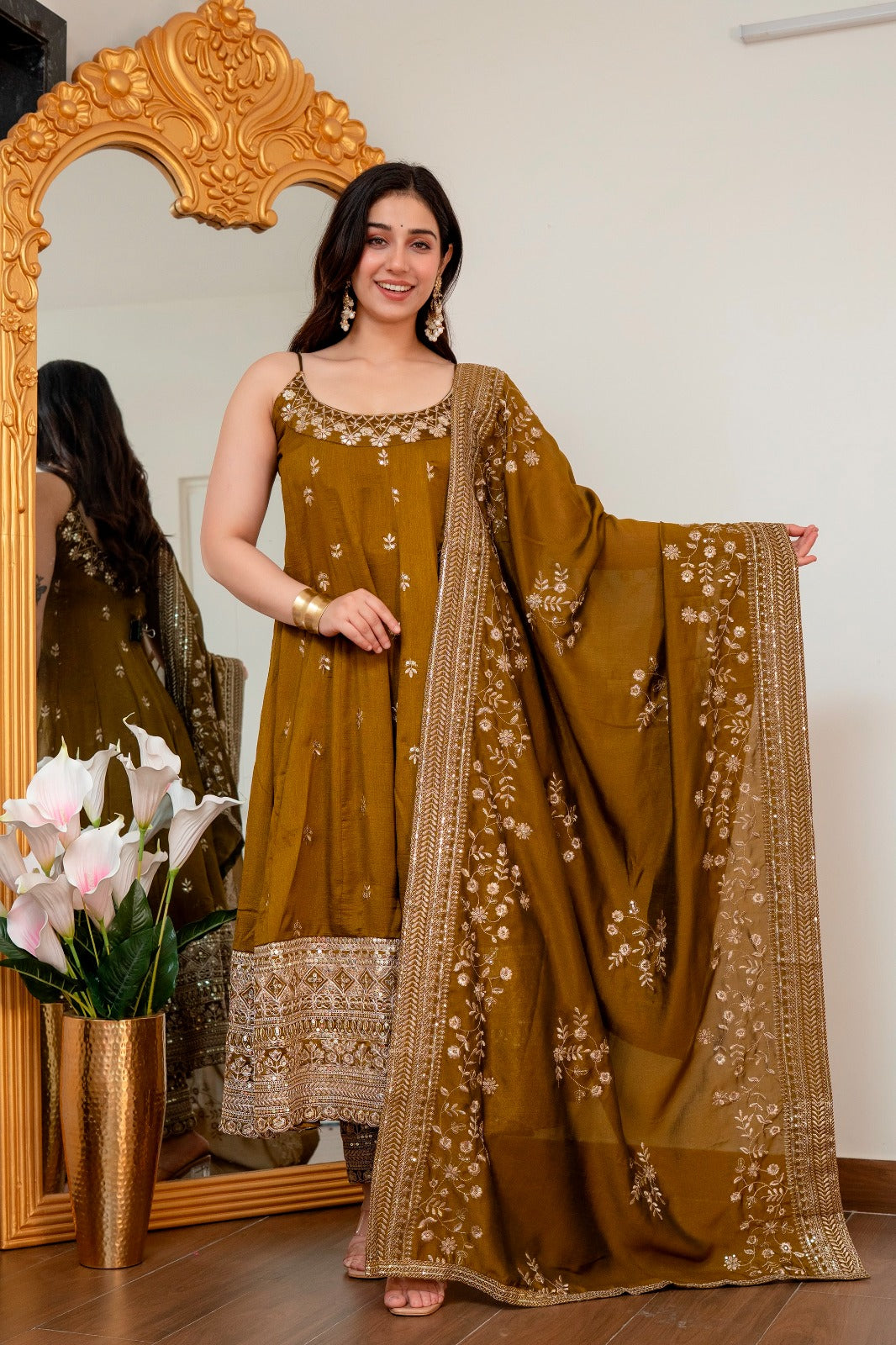 SILK EMBROIDERY ROUND NECK ANARKALI GOWN