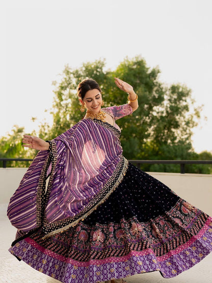 BLACK SILK CHANIYA CHOLI SET FOR NAVRATRI