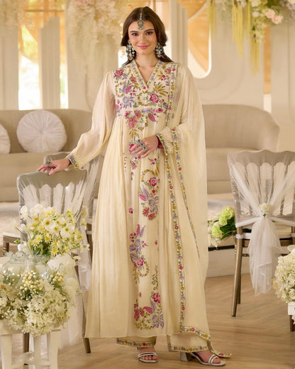 NOOR-E-GUL PEARL THREADWORK A LINE SUIT