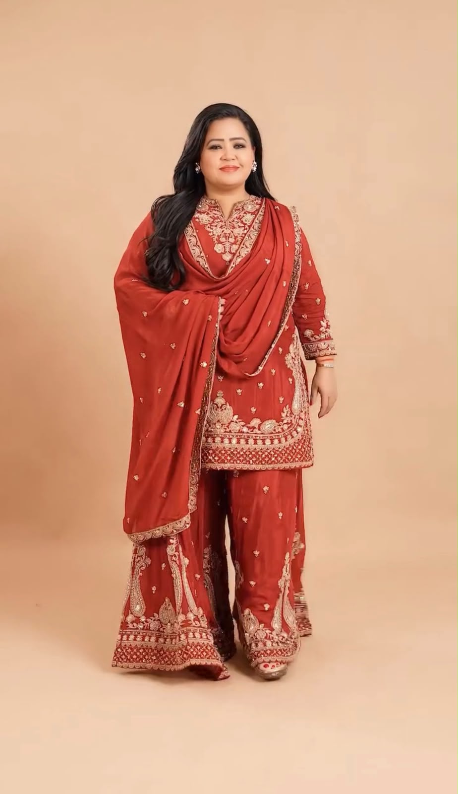 RED GHARARA KURTA SET WITH DUPATTA