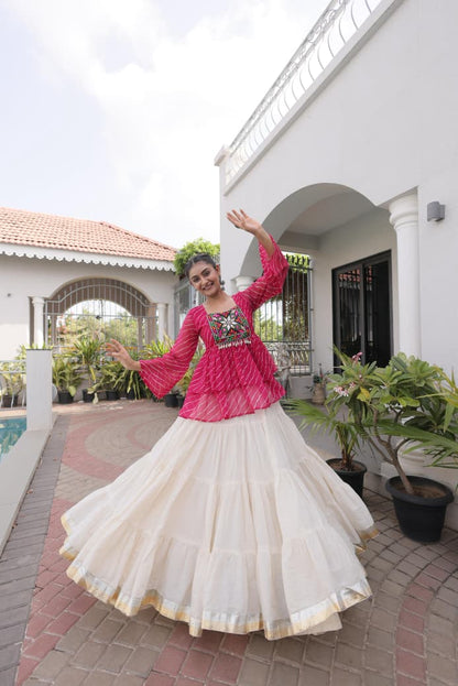 NAVRATRI LEHENGA WITH LAHARIYA PRINT & KUTCHI PATCHWORK