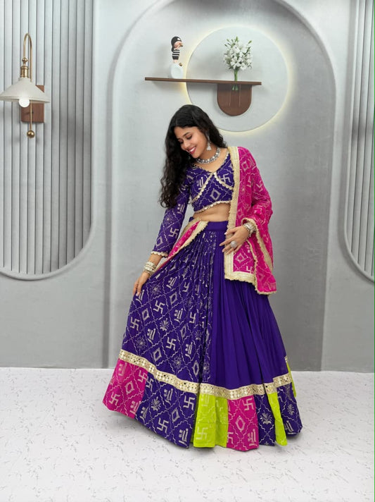 PURPLE GEORGETTE NAVARATRI LEHENGA CHOLI