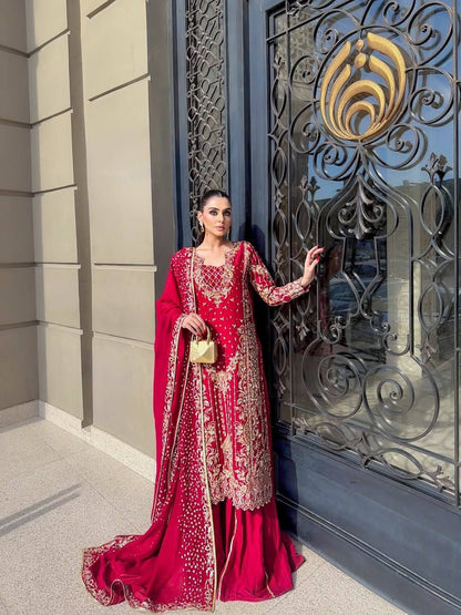 CHINON RED LONG KURTA SET