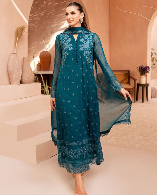 TEAL BLUE GEORGETTE LONG KURTA SET