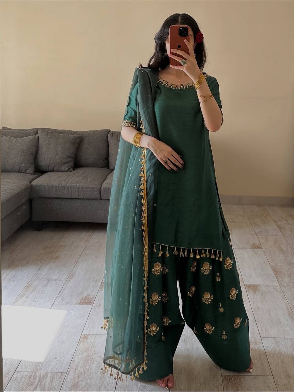 SILK FARSHI SALWAR SUIT SET
