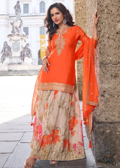 CHINON SILK SHARARA KURTA SET