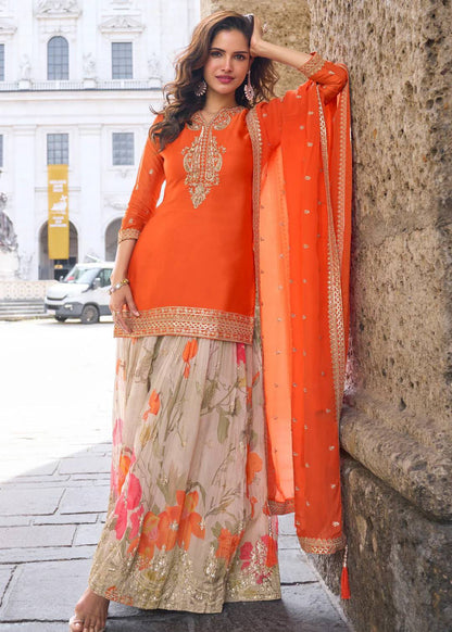 CHINON SILK SHARARA KURTA SET