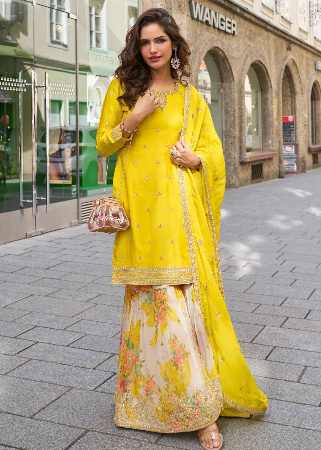 CHINON SILK SHARARA KURTA SET