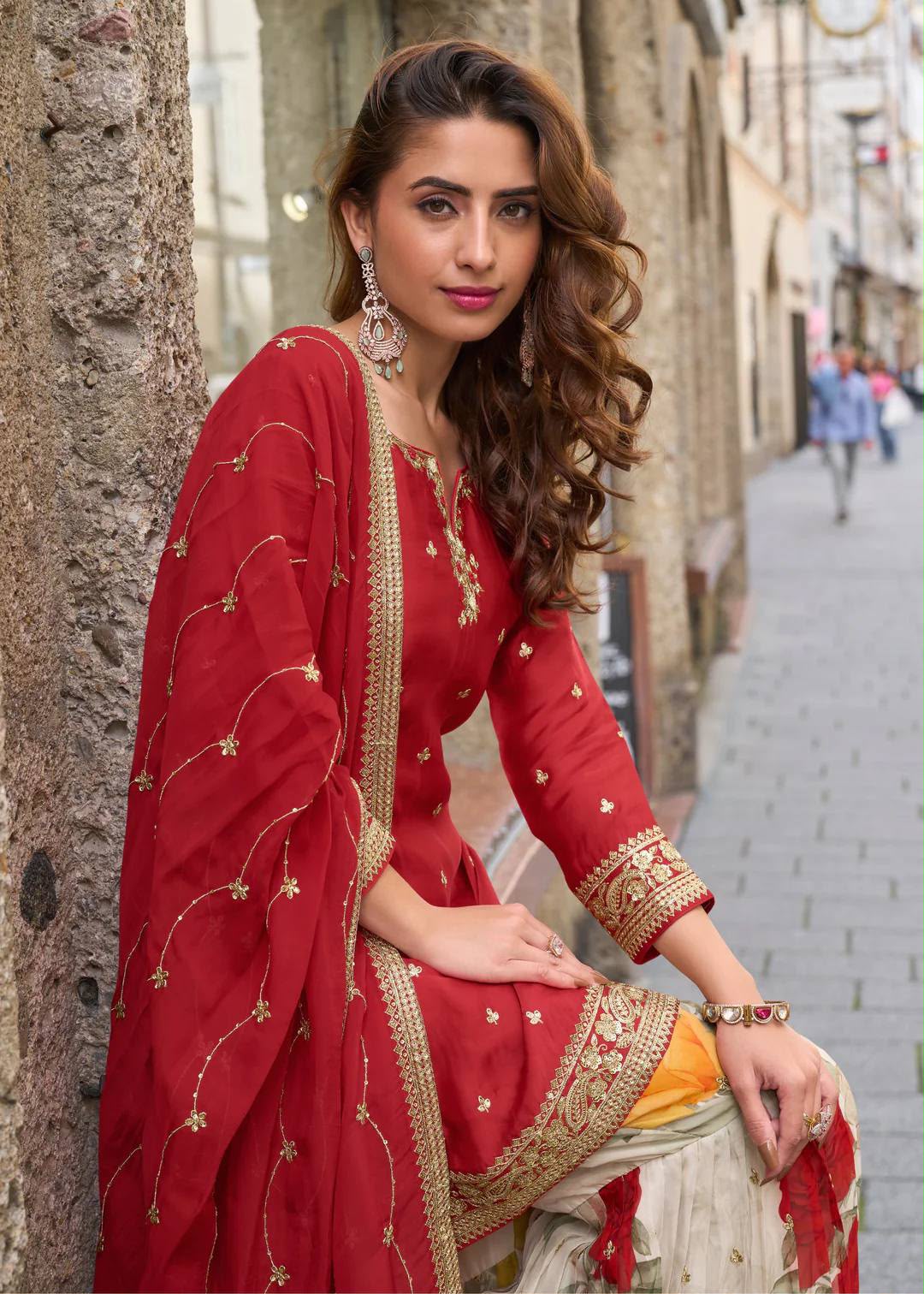 CHINON SILK SHARARA KURTA SET
