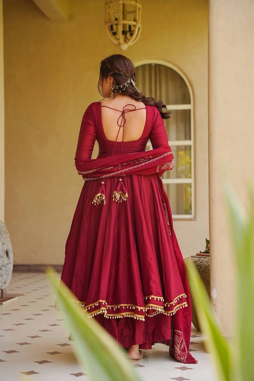 RED ANARKALI PLAZZO SUIT SET