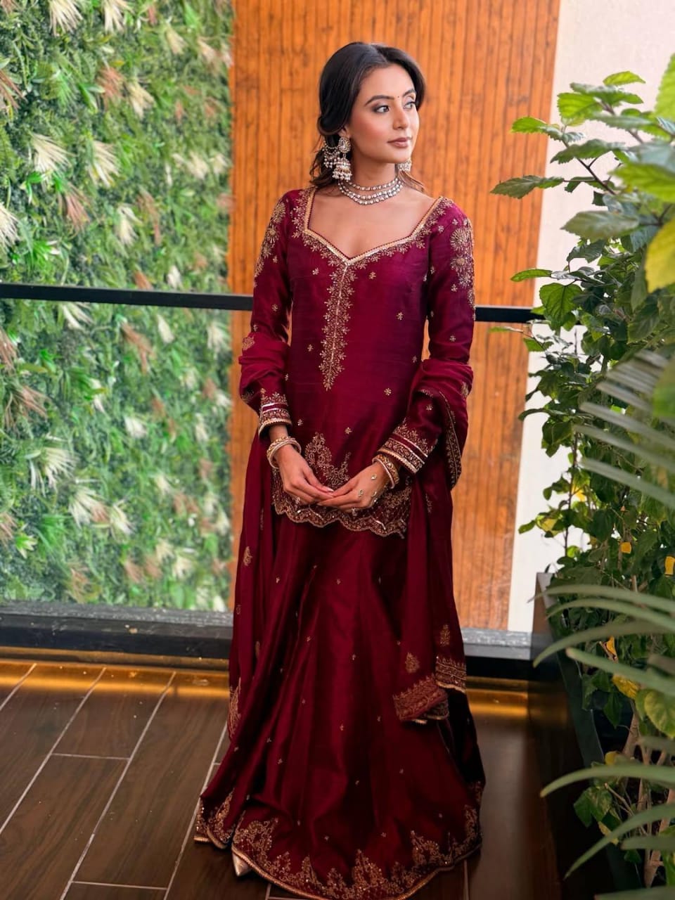 MAROON SHARARA KURTA SET