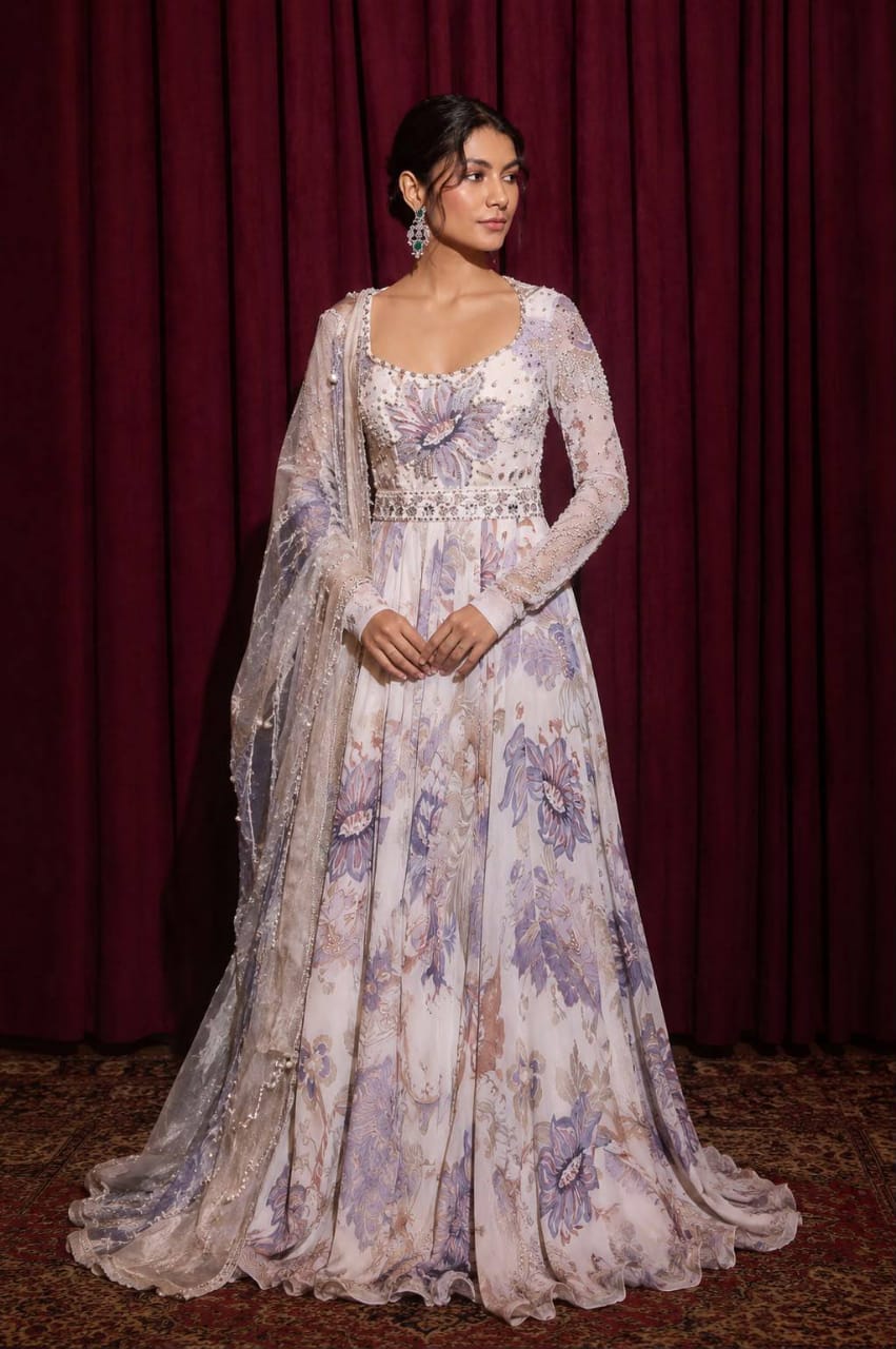 MAHIMA MAHAJAN CHAND HAND EMBROIDERED ANARKALI WITH DUPATTA