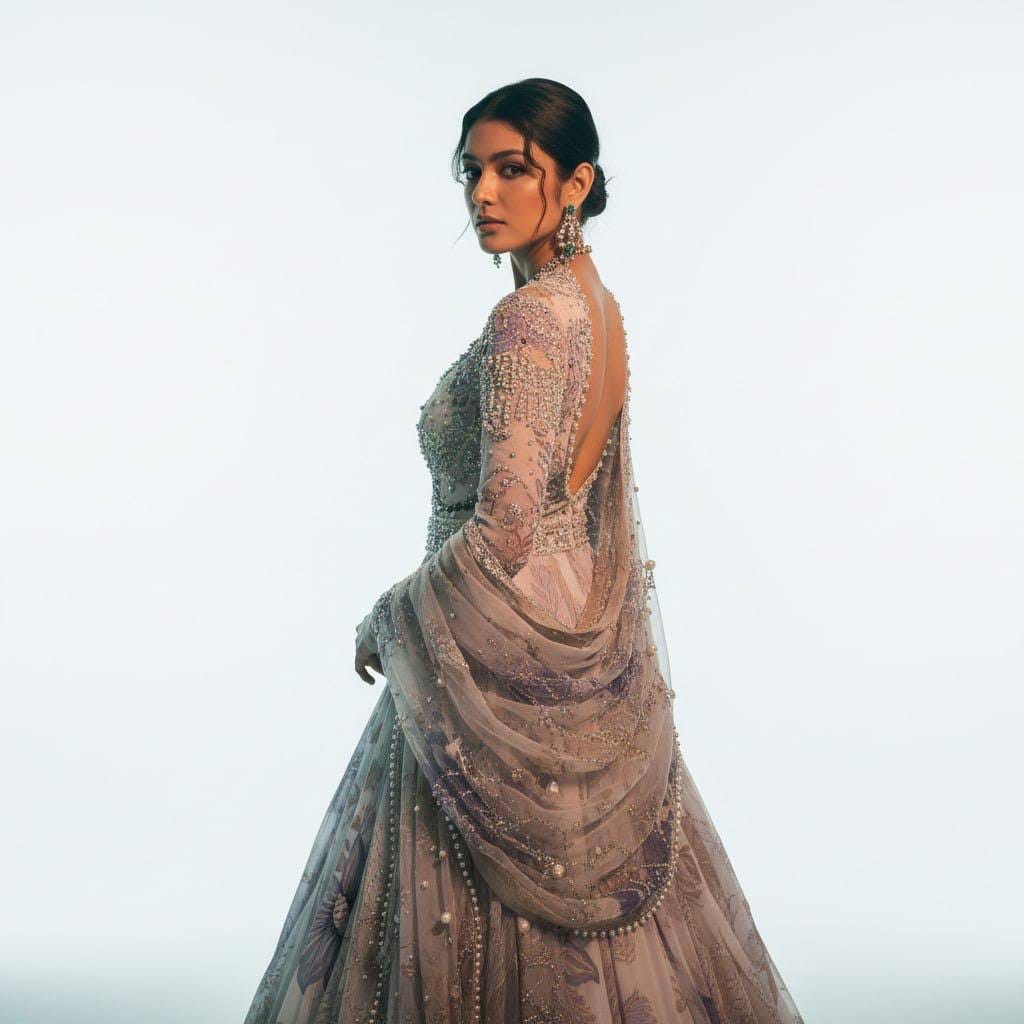 MAHIMA MAHAJAN CHAND HAND EMBROIDERED ANARKALI WITH DUPATTA