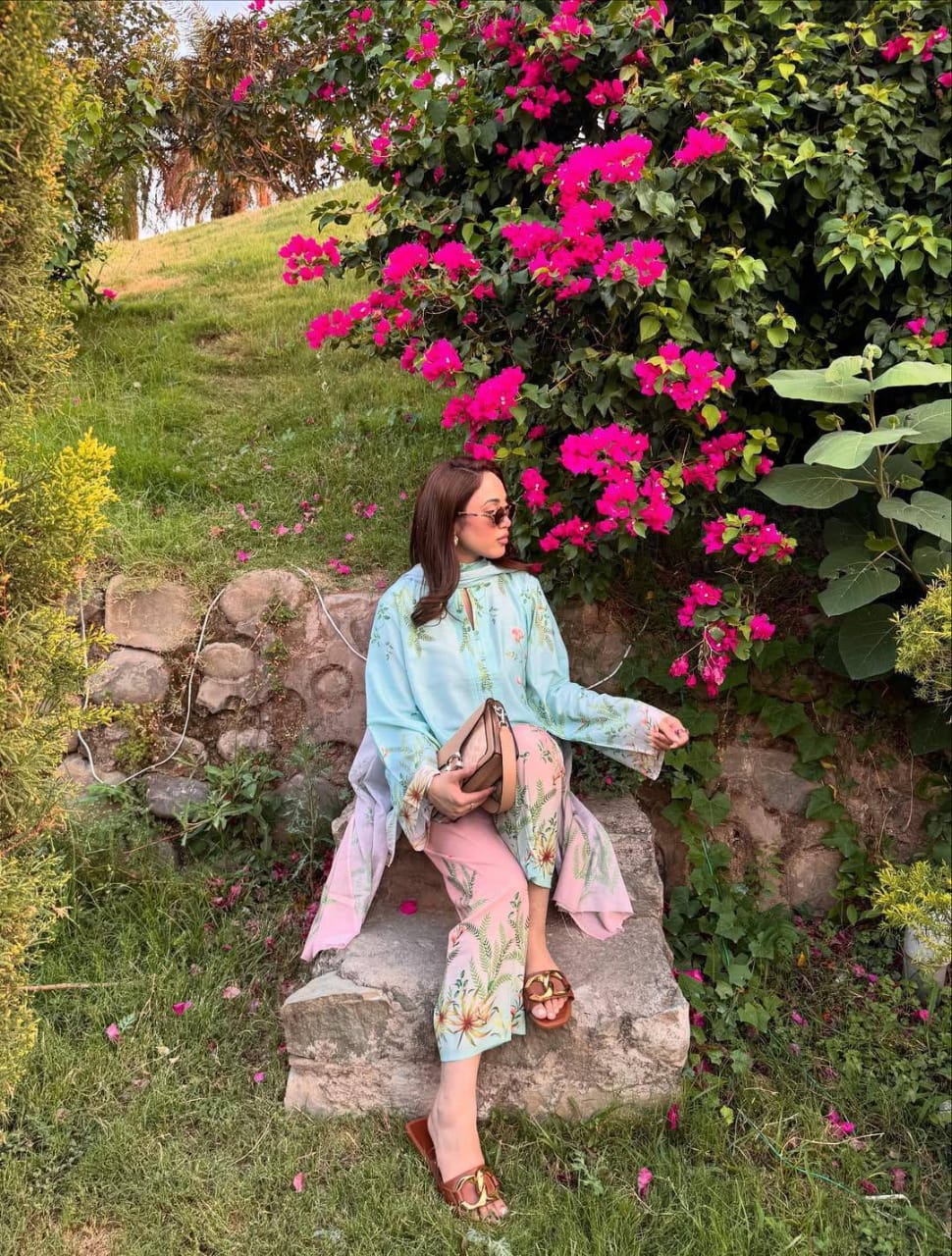 DIVA MINT BLUE & BLUSH PINK FLORAL PRINTED MUSLIN COTTON CO-ORD SET