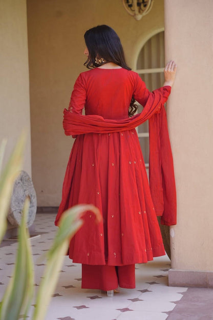 MAROON & RED ANARKALI GOWN SET WITH DUPATTA