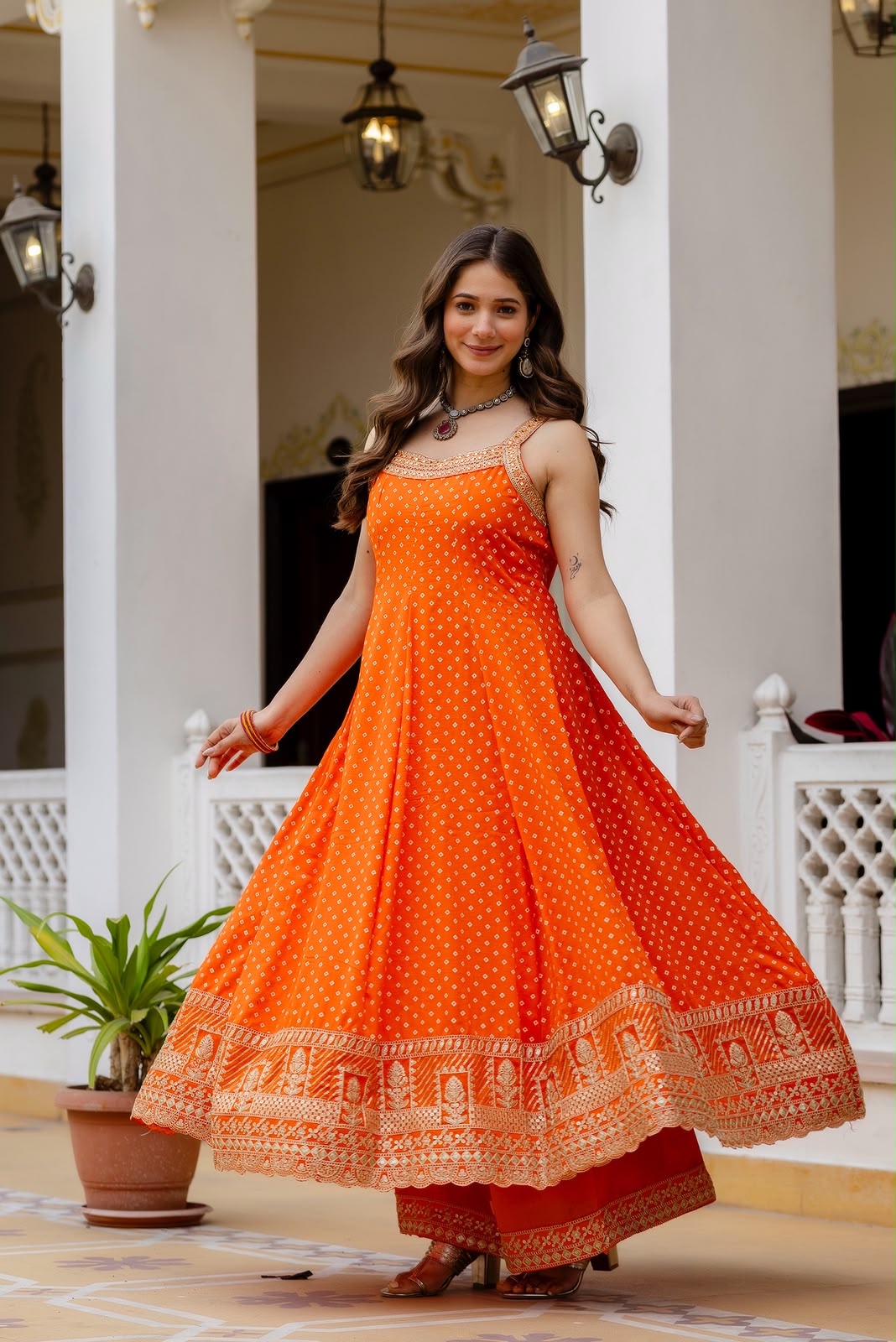 BANDHANI VICHITRA SILK ANARKALI GOWN