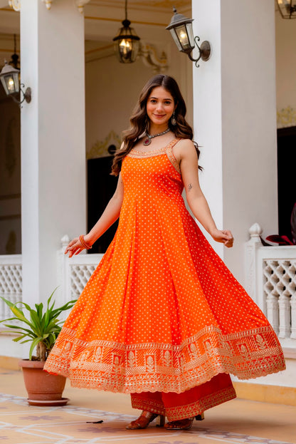 BANDHANI VICHITRA SILK ANARKALI GOWN