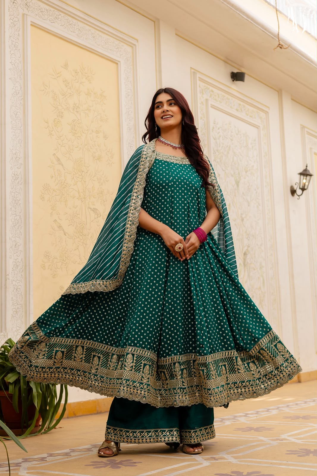 BANDHANI VICHITRA SILK ANARKALI GOWN