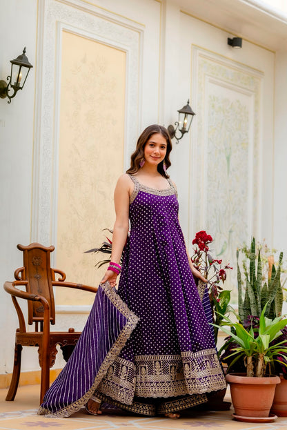 BANDHANI VICHITRA SILK ANARKALI GOWN