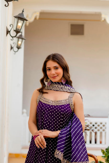 BANDHANI VICHITRA SILK ANARKALI GOWN