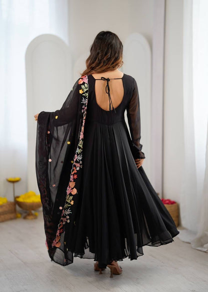BLACK ANARKALI SUIT WITH COLORFUL EMBROIDERY