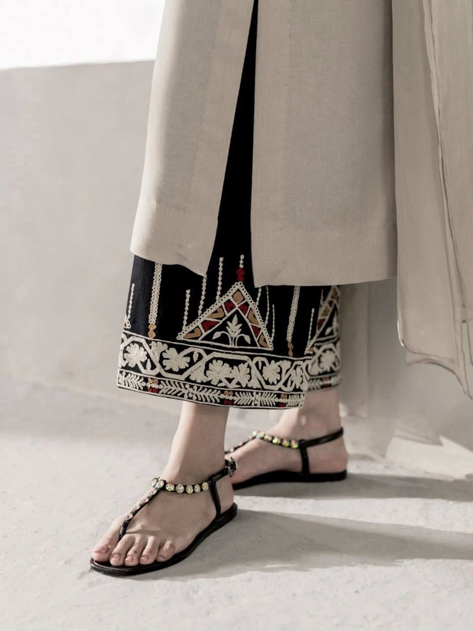 BEIGE RAYON SATIN 3-PIECE SUIT SET