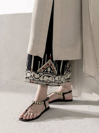 BEIGE RAYON SATIN 3-PIECE SUIT SET