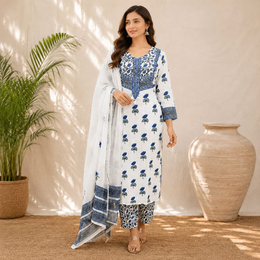 BEAUTIFUL HAND BLOCK PRINT PREMIUM COTTON 3 PIEACE SET