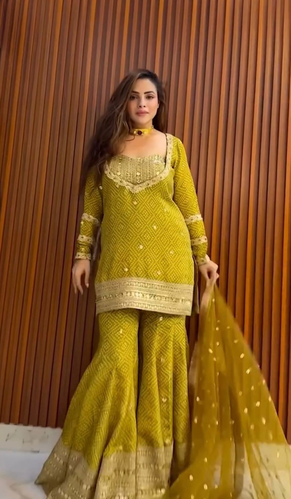 CHINON SILK 3PC PLAZZO SUIT SET WITH SEQUIN WORK