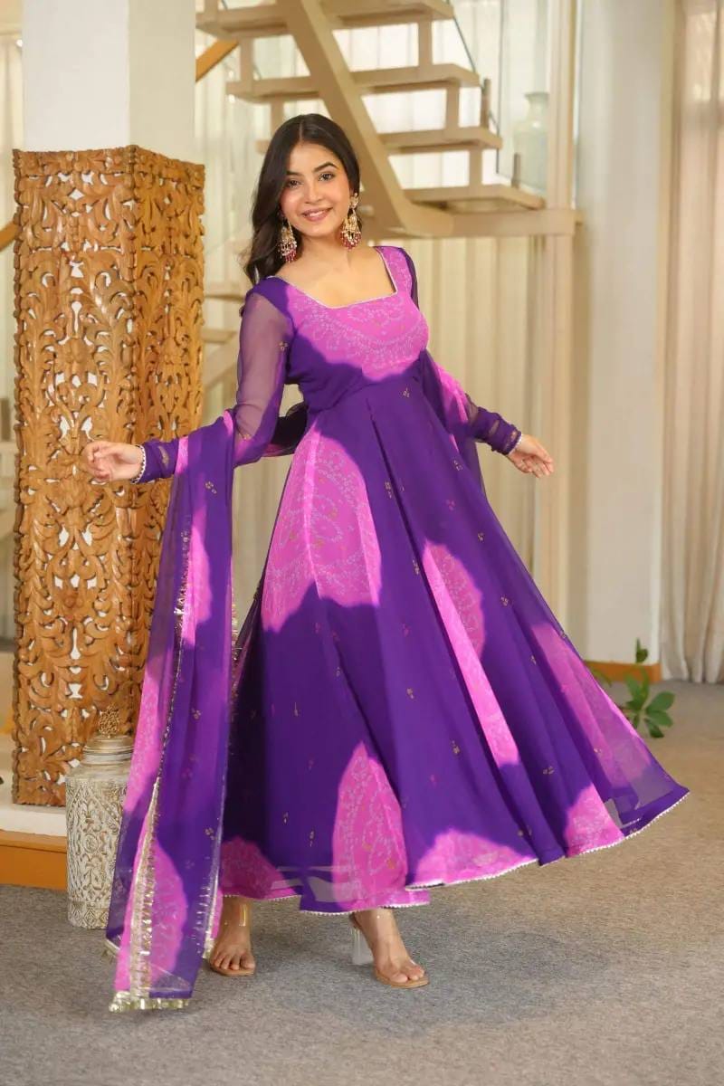 FAUX GEORGETTE ANARKALI GOWN WITH DIGITAL PRINT WORK