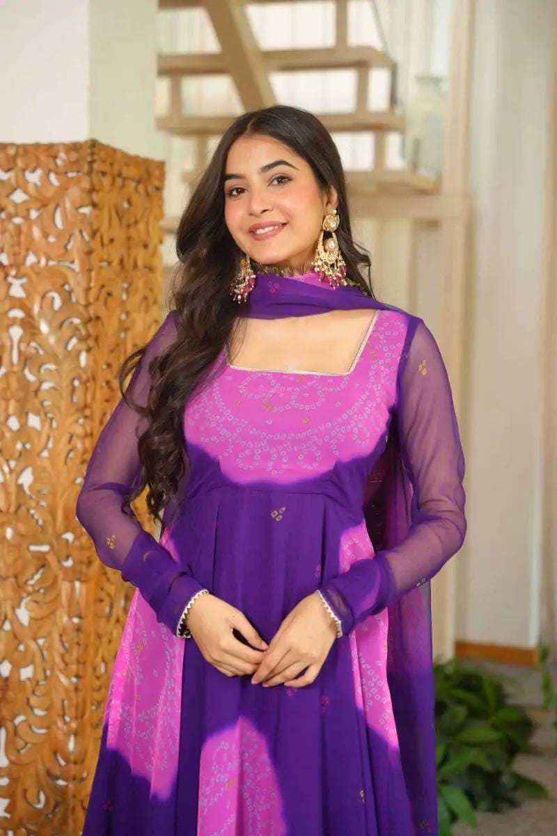 FAUX GEORGETTE ANARKALI GOWN WITH DIGITAL PRINT WORK