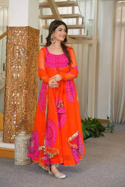 FAUX GEORGETTE ANARKALI GOWN WITH DIGITAL PRINT WORK